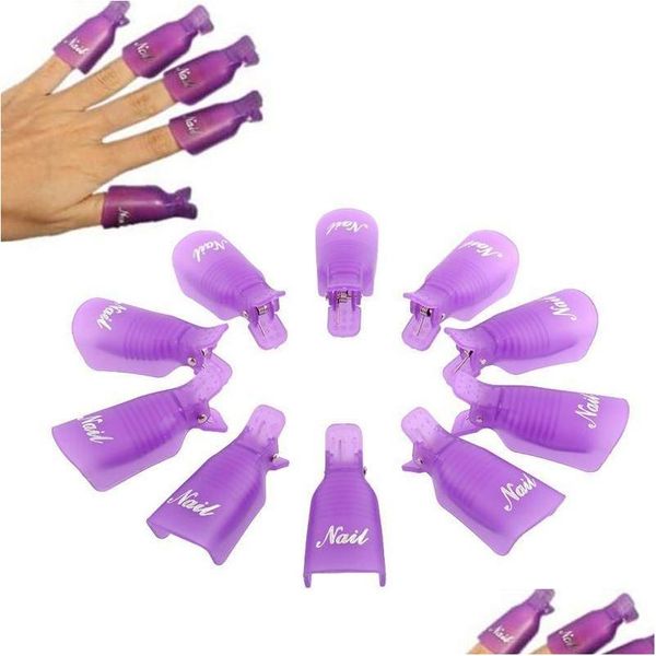 Removedor de esmalte de uñas Salud Belleza 10 Unids / lote Plástico Arte Soak Off Cap Clip Uv Gel Wrap Tool Gofy Xb1 Drop Delivery Dhw2T