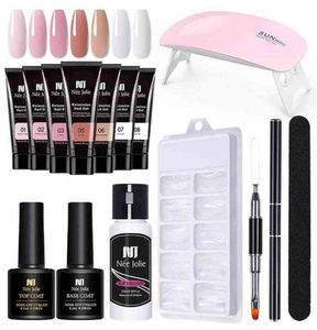 Nagellak vaste extensie lijmset natuurlijke harsgel borstelbestand UV -lamp kristal model reinigingsmiddel afdichtingslaag manicure kit T2208269355662