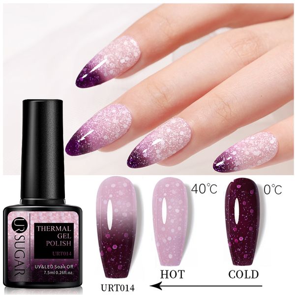 Vernis à Ongles UR SUCRE 75 ml Vernis à Ongles Thermique Hiver Neige Paillettes Changement de Couleur Flocons de Neige Soak Off UV Semipermanent Nail Art Vernis 230706