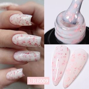 Vernis à ongles UR SUGAR 7ml bouteille en verre or paillettes caoutchouc Base Gel rose laiteux blanc Semi Permanent UV LED Art vernis 231020