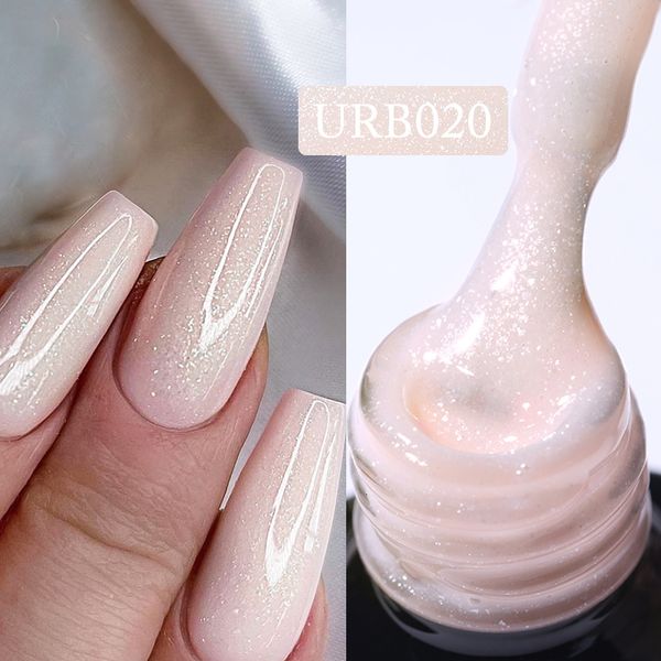 Vernis à Ongles UR SUCRE 7 ml Gelée Laiteuse Blanc Paillettes Caoutchouc Base Gel Vernis Rose Couleur Nude Soak Off UV LED Gel Autonivelant Vernis Manucure 230706