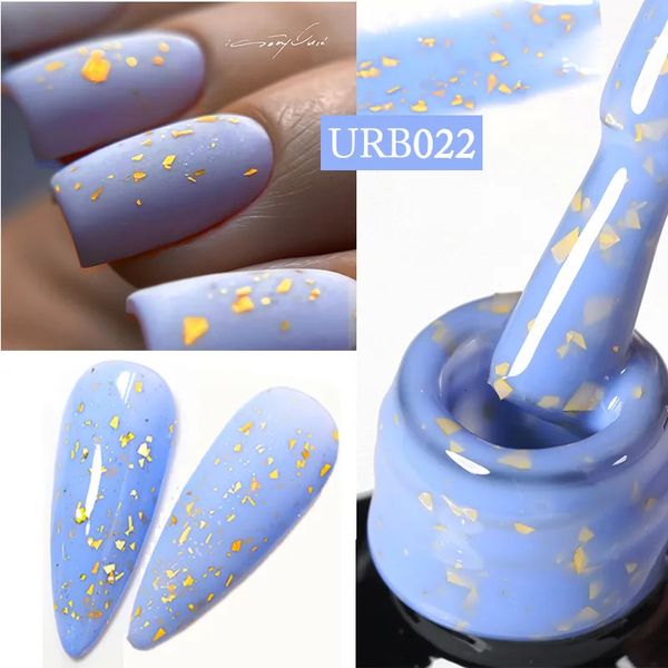 Vernis à ongles UR sucre couleur bleu Base en caoutchouc Gel or paillettes couche de finition tremper UV LED Art vernis manucure 231020