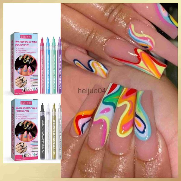 Vernis à ongles UV DIY Nail Art Graffiti Stylo Noir Or Couleur Gel Vernis Design Dot Peinture Dessin Stylo Doublure Brosse Ongles Fleur Outils x0806