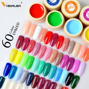 Esmalte de uñas VENALISA 60 Colores Sólidos Pintura Gel Nail Art Designs Soak Off UV LED Tinta Color Barniz Gel Esmalte de uñas Laca 230901