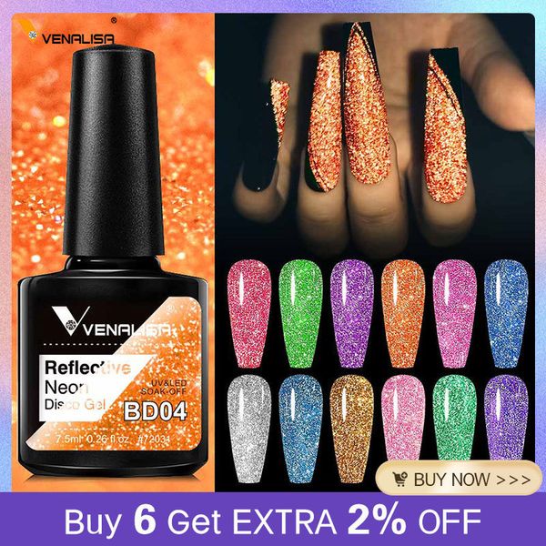 Esmalte de uñas Venalisa, brillo reflectante, esmalte de uñas en gel, color neón, pigmento de cobertura total, manicura artística, esmalte en remojo, barniz de gel UV 230901