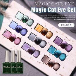Uñas postizas Vendeeni 9 colores Cat Eye Gel Magnético UV LED Soak Off Lacquer Semi Permanente Crystal Cats Barniz 15ml 230425