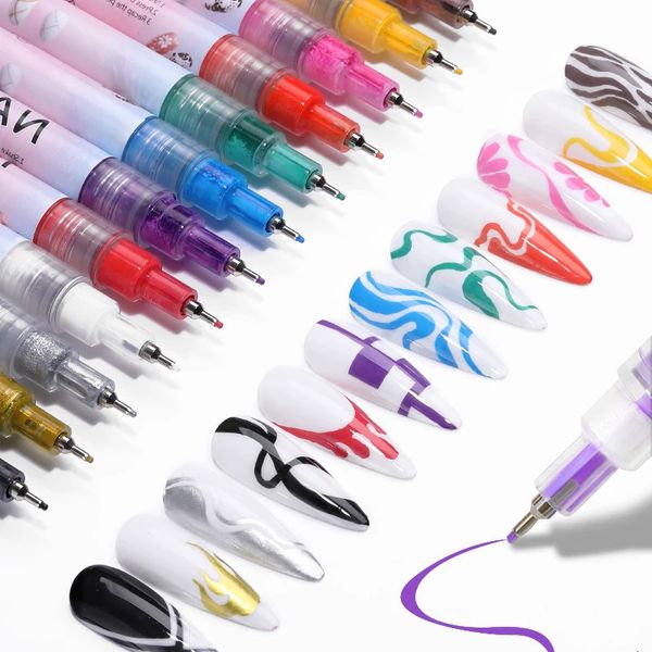 Esmalte de uñas Impermeable Nail Art Graffiti Pen para uñas 3D DIY Esmalte de uñas colorido Pintura Liner Pen Herramientas de manicura Pintura Plumas Rotuladores 231204