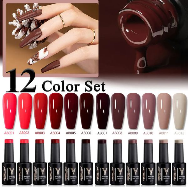 Vernis à ongles YOKEFELLOW 10ML Gel Set Soak Off UV LED Vernis Kit Semi Permanent 12PcsSet pour manucure à domicile 231017