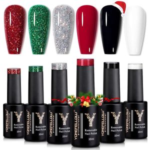 Vernis à ongles YOKEFELLOW Gel de Noël Vernis à ongles Glitter Vert Argent Noir Blanc Rouge Kit de vernis gel de Noël Nail Art Cadeau de Noël 231205