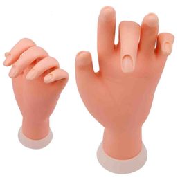 Exhibición de práctica de uñas 1 piezas Modelo de práctica de arte de uñas Mano de plástico suave Modelo de maniquí de flexión flexible Manos falsas Herramientas de manicura de entrenamiento móvil 230325