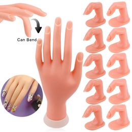 Nageloefening Nail Art Practice Soft Plastic Model Hand510PCS Fake Nail Art Acryl UV -gel Handvinger Verstelbaar manicure -gereedschap voor training 230325