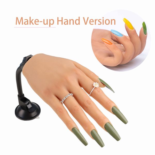 Nail Practice Display Nail Hand para uñas acrílicas con ventosa Silicona Manicure Practice Hand Nails Accesorios Fake Trainning Hand Display Modelo 230310