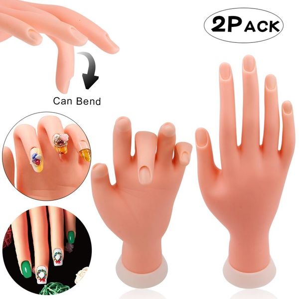 Exhibición de práctica de uñas Práctica de uñas Mano Flexible Móvil Silicona Plástico blando Flectional Trainer Modelo de uñas Herramienta de manicura de mano falsa para Trainin 230325