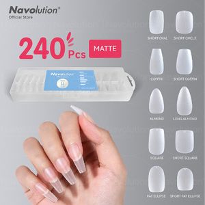 Practice de uñas Pantalla Navolution 240pcs Falso S Acrílico Presione en S Affin Artificial S Clear Fake Tips for Manicure Tool 230505