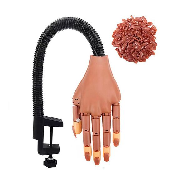 Nail Practice Display Practice Hand for Acrylic Nails Flexible Nail Practice Hands Training Mobile Nail Maniquin Hand with 100 PCS Nail Tips Nail Art 230310