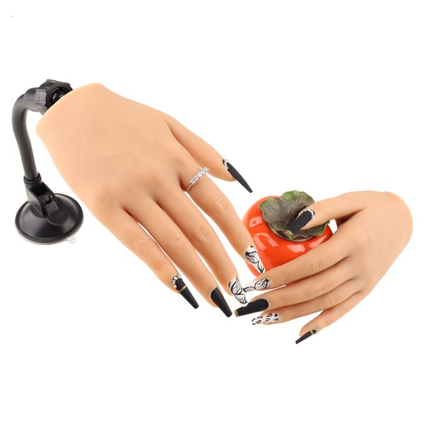 Affichage de la pratique des ongles Silicone fausses mains avec support Nail Art pratique main peut insérer de faux ongles affichage autocollant pour ongles et bijoux outils d'art des ongles 230325