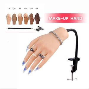 Nagelpraktijkdisplay Siliconen handmodel voor Nail Art Manicure Oefenhand met standaard Hand voor training Nageldisplay Prothetique Nails Accesoires 230619