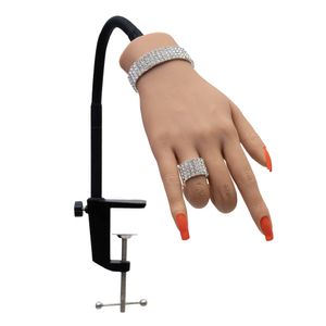 Exhibidor de práctica de uñas, mano de práctica de silicona con dedos con ranura para uñas engrosados flexibles y soporte para clip 230310