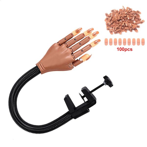 Nail Practice False Hand Equipment avec 100pcs Faux Nails Trainage Flexible Flexible Training Outils de manucure 240325