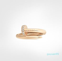 Кольцо для ногтей мужские кольца Кольца с бриллиантами дизайнерские украшения для женщин Титановая сталь Сплав Позолоченный Ремесло Золото Серебро Роза1543654