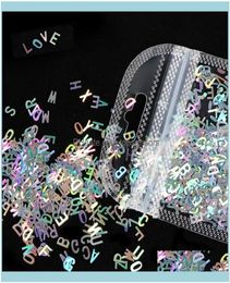 Salon de manucure santé beauté décorations d'art d'ongle 2 G/sac paillettes holographiques paillettes argent lettre forme flocon 3D accessoires colorés7003199