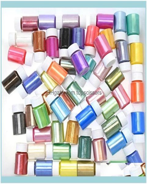 Salón de uñas Salud Belleza brillo de uñas 1 botella Arte en polvo de perla brillante 54 colores Superfino Diy Mica nacarada Resina epoxi Minera7861160