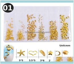 Salon de manucure Santé Beautynail Art Decorations Dapai Aessories minces Summer Shell Slider Studs mixtes 3D Frame en métal creux Gold7290988