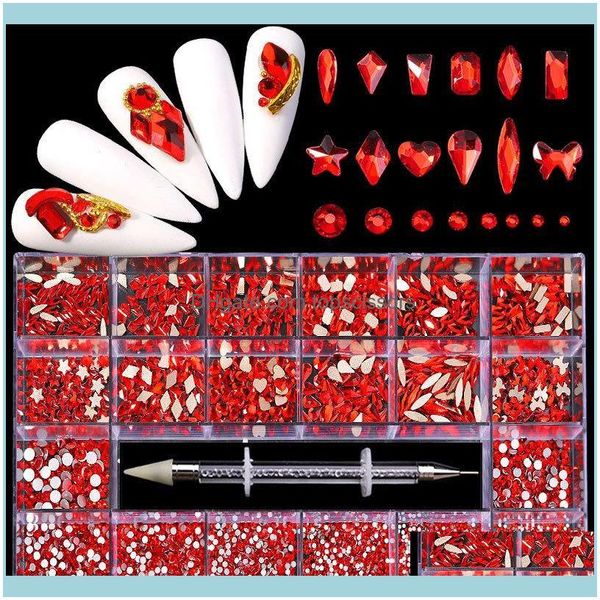 Nail Salon Health Beautynail Art Décorations 600Pcs / Box Mixed Ab Glass Crystal Diamond In Grids 21 Shape Plus Ss3-Ss20 Flatback Strass