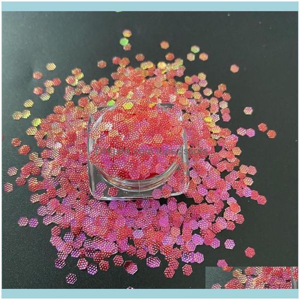 Salon de manucure santé Beautynail paillettes matériau pour animaux de compagnie Rose arc-en-ciel couleur hexagone en forme de gros gaufrage paillettes confettis pour bricolage ongles Art Cr