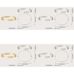 Spijknagschroefbreedte 4 mm 6 mm 7 mm 4 diamanten roestvrijstalen bangle big gold armbanden sieraden ontwerper armband vrouw s