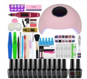 Nail SetUv Gel en Elektrische Manicure Set Art Tools 0/6/10/12 Kleur Poolse Vernis Extension Kit 36W UV LED Naillamp