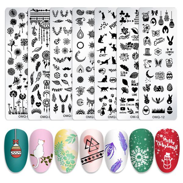 Plantillas de sellos de uñas Estampado de arte con mármol Diseño de copo de nieve de Navidad Imagen de metal Placas de uñas para kit de decoración de bricolaje Herramientas de plantillas de manicura