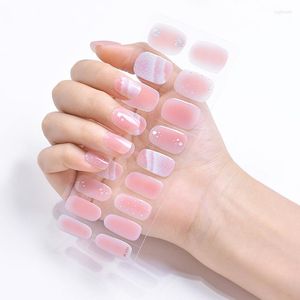 Autocollants pour ongles 1 feuille 3D adhésif étanche longue durée couverture complète Gel Stcikers lampe UV besoin de bandes semi-durcies