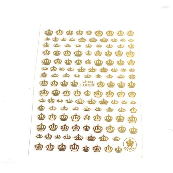 Autocollants à ongles 10 pièces couronne d'or noir Art autocollant feuille fleur curseur géométrique lettre concepteur décoration décalcomanie