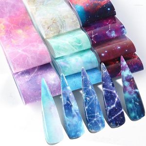 Autocollants à ongles 10pcs Gradient Starry Sky Foils Marble Holographic Design Art Transfer Sticker Wrap Decoration Adhesive Decals JI1022