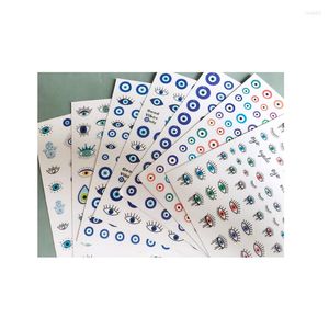 Nagelstickers 10 STUKS Jaar Blauw Rood Oog Sticker Adhesive Palm Art Zelfklevende Slider Decoratie Accessoires