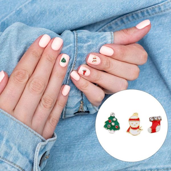 Pegatinas de uñas 15 piezas Aleación Arte Encantos Decoraciones navideñas DIY Manicura Ornamento