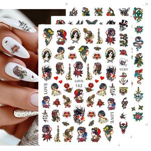 Nagelstickers 1 stks 3D Zwart Gotische Stijl Draak Slang Zelfklevende Slider Chinese Nagels Kunst Decoratie Decals Wraps