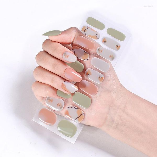 Autocollants pour ongles 3D printemps autocollants adhésifs bandes de vernis Gel semi-durci UV/lampe LED Requirel Wraps Art décoration