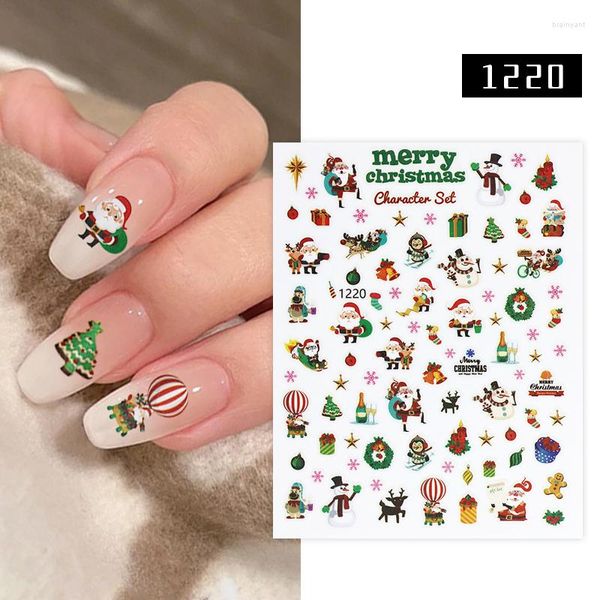 Autocollants pour ongles autocollant de noël 3D auto-adhésif père noël Gel décor flocon de neige pour ongles Art décoration