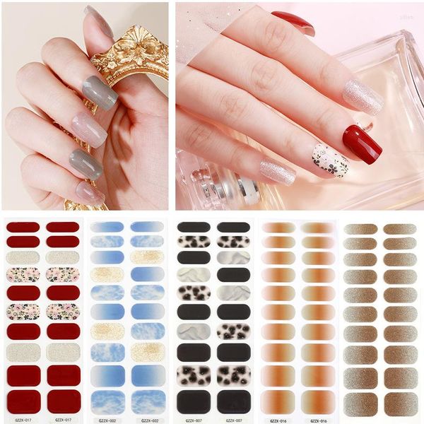 Autocollants pour ongles semi-durcis lampe UV durcissement Gel bandes Patch curseur adhésif étanche longue durée décoration japonais coréen