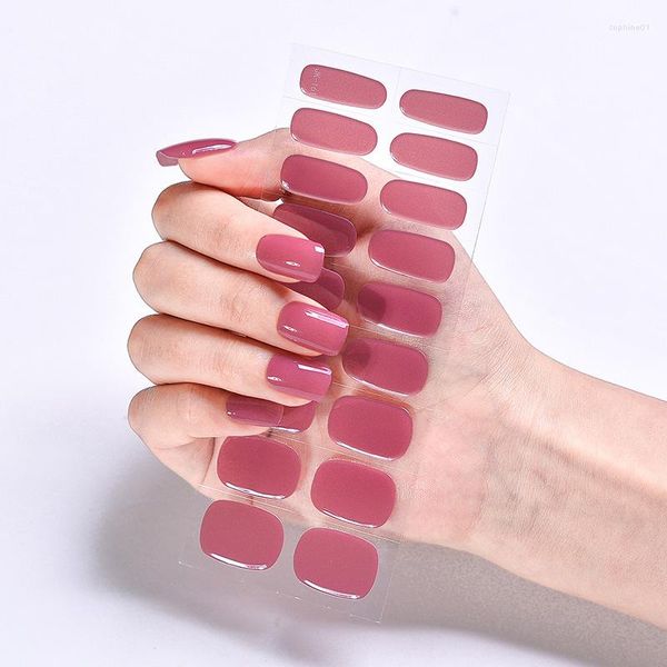 Pegatinas para uñas, deslizador de bronceado de Color sólido, tiras de Gel semicurado, deslizadores de parche, adhesivo impermeable, belleza completa para uñas