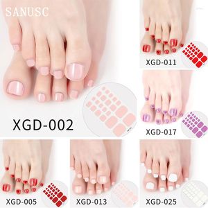 Nail Stickers Summer Style 22tips DIY Artificial Soild Color Toe Nails For Design Full Cover Foot Art Decoration