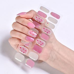 Autocollants pour ongles imperméables Gel semi-durci enveloppe le bout des doigts artiste coeur amour conception autocollant bricolage Art coréen décorations fournitures