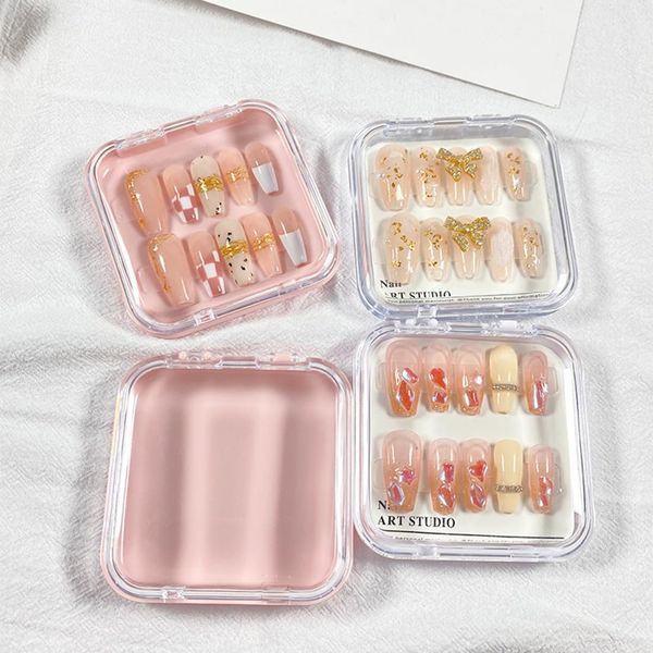 Boîte de rangement des ongles Fake Nail Affichage Boîte de rangement en acrylique Boîte d'emballage à ongles pour les fournitures de rangement à domicile salon de clous (rose / noir / transparent / blanc)