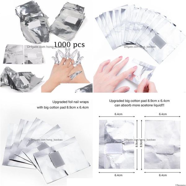 Tratamientos de uñas 1000 PCS Envolturas de papel de aluminio Arte Soak Off Acrílico Gel Polaco para manicura Pedicura Herramientas 230211 Entrega de gotas Salud Dhfcd