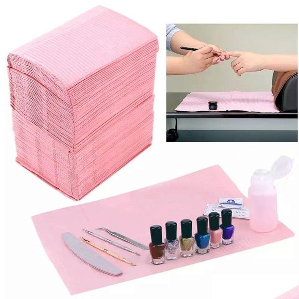 Traitements des ongles 125pcs pliable polonais jetable coussin de coussin de main nappe tampon propre papier de transfert maquillage accessoires waterp dhx2a