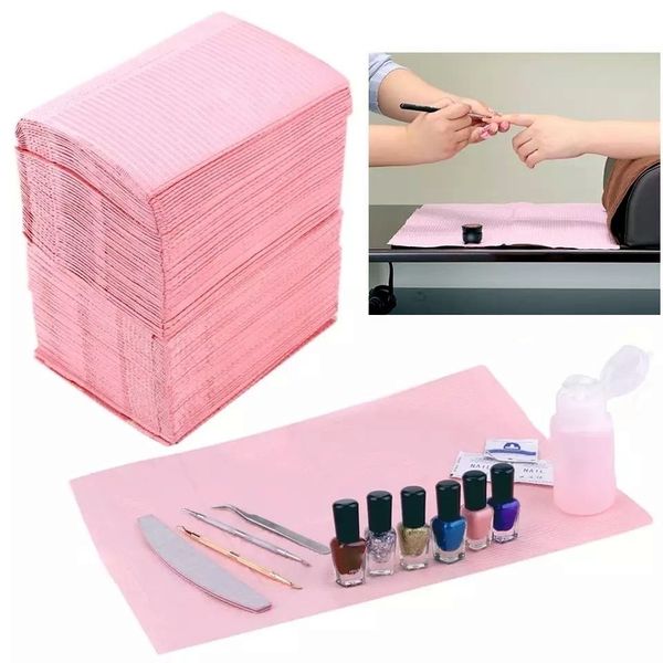 Traitements des ongles 125 pcs Pliable Polonais Jetable Main Coussin Titulaire Nappe Propre Pad Transfert Papier Maquillage Accessoires Étanche 230704