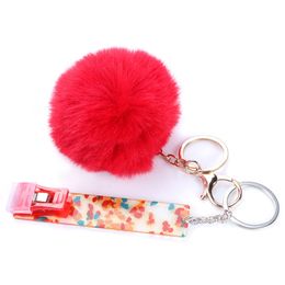 Traitements de ongles Carte Grabber Personal Care Fashion Mignon Credit Cards Puller Pompom Mini Key Anneaux Acrylique pour Long Nail Keychain Accessoires WH602