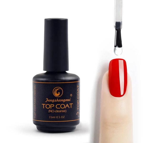 Tratamientos de uñas Fengshangmei 15 ml Gel Top Coat Sin toallita UV Barniz Sellado Brillante Clear Diamond Topcoat 231020